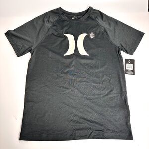 NEW Hurley Black Heather Dark Gray UPF Rashguard Short Sleeve Tee T-Shirt Mens M